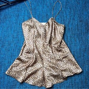 Vintage Gold Label Victoria's Secret Leopard Print Sleep Romper Satin Nightie